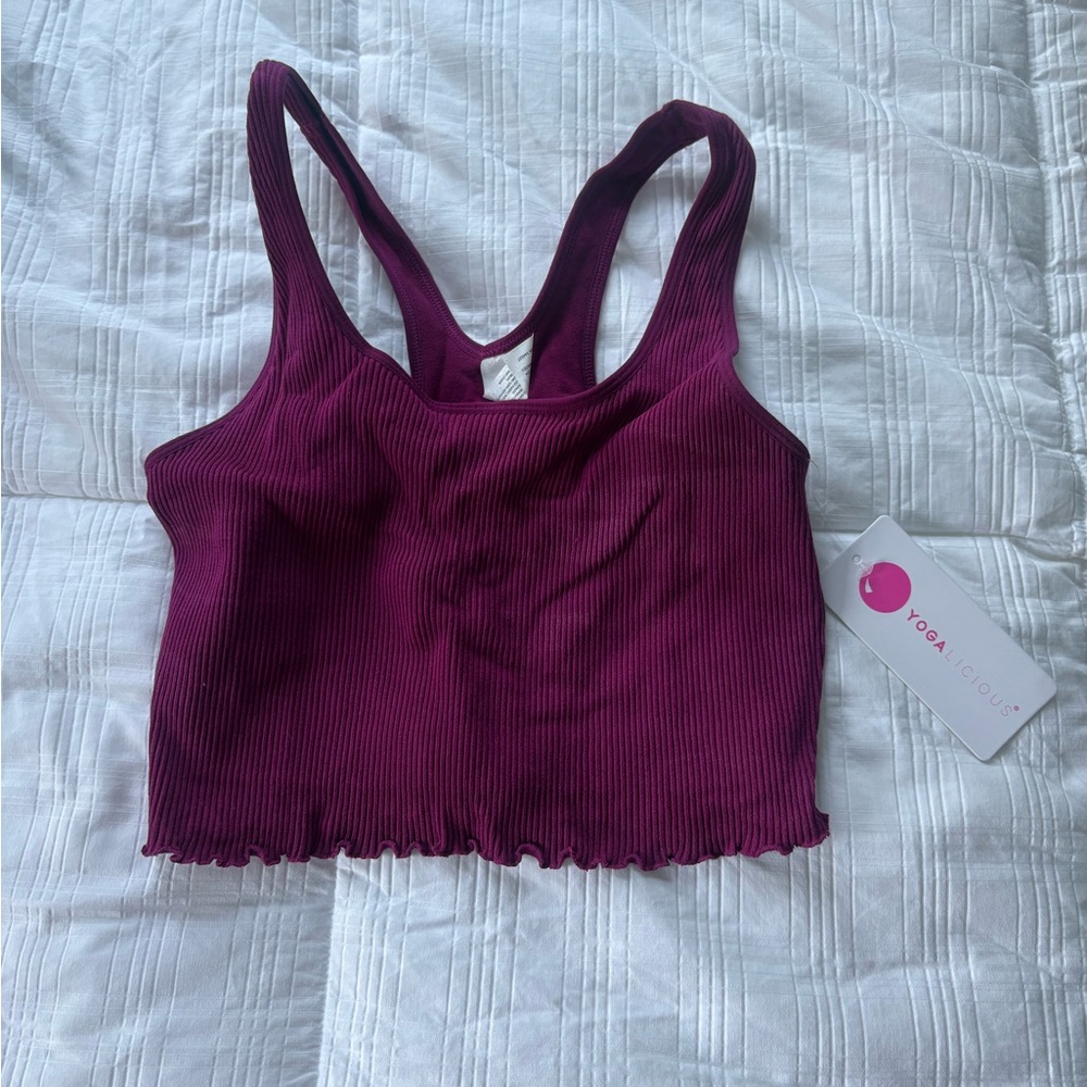 Yogalicious Plum Ribbed Sports Bra